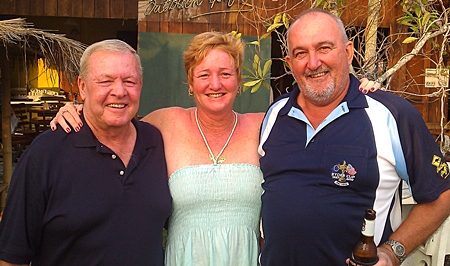 Joe Mooneyham (Div A winner) on Friday celebrates with Suzi Lawton (Div B runner-up) and John Lawton (Div C winner).